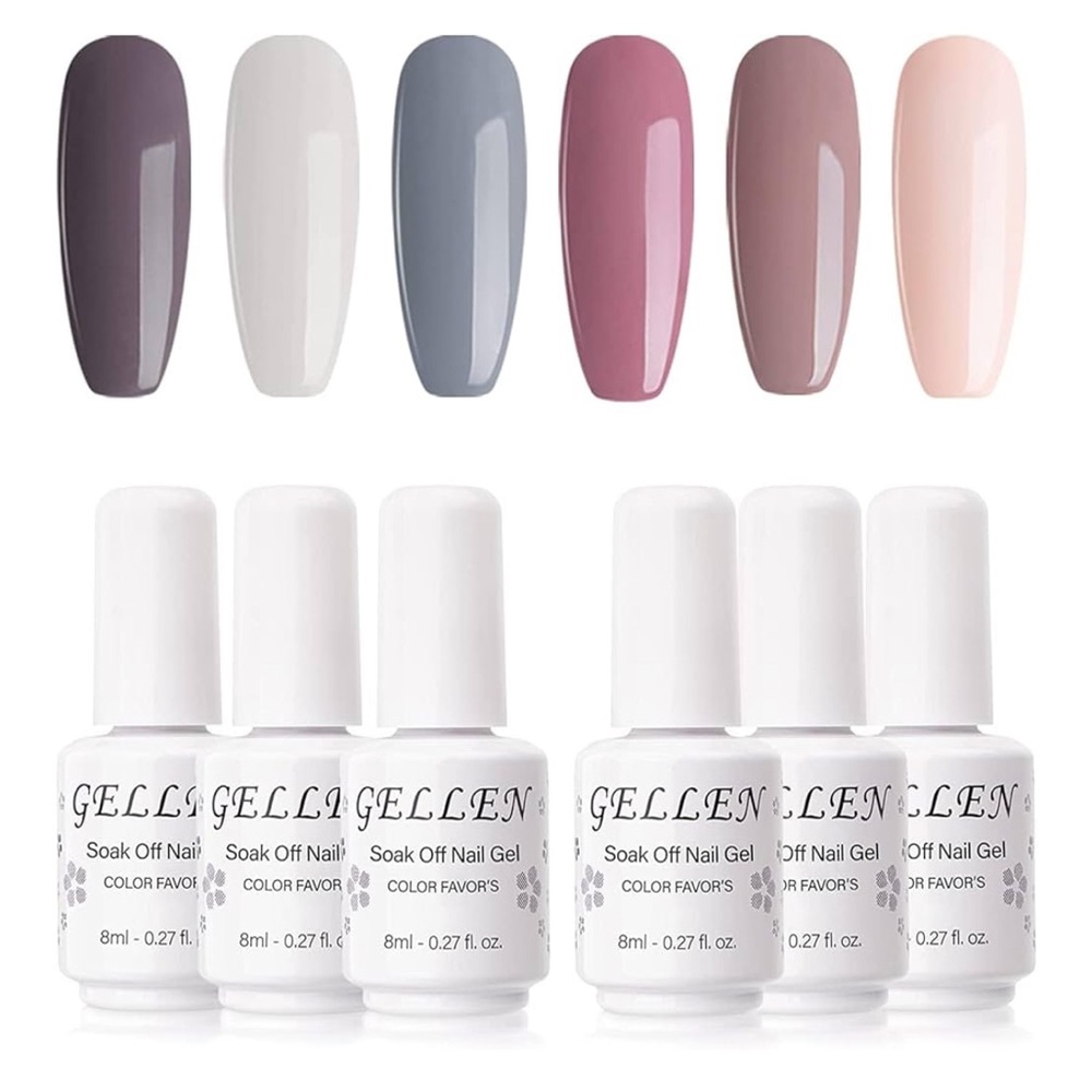 Set of 6 Gellen Nude Grays Gel Nail Polish